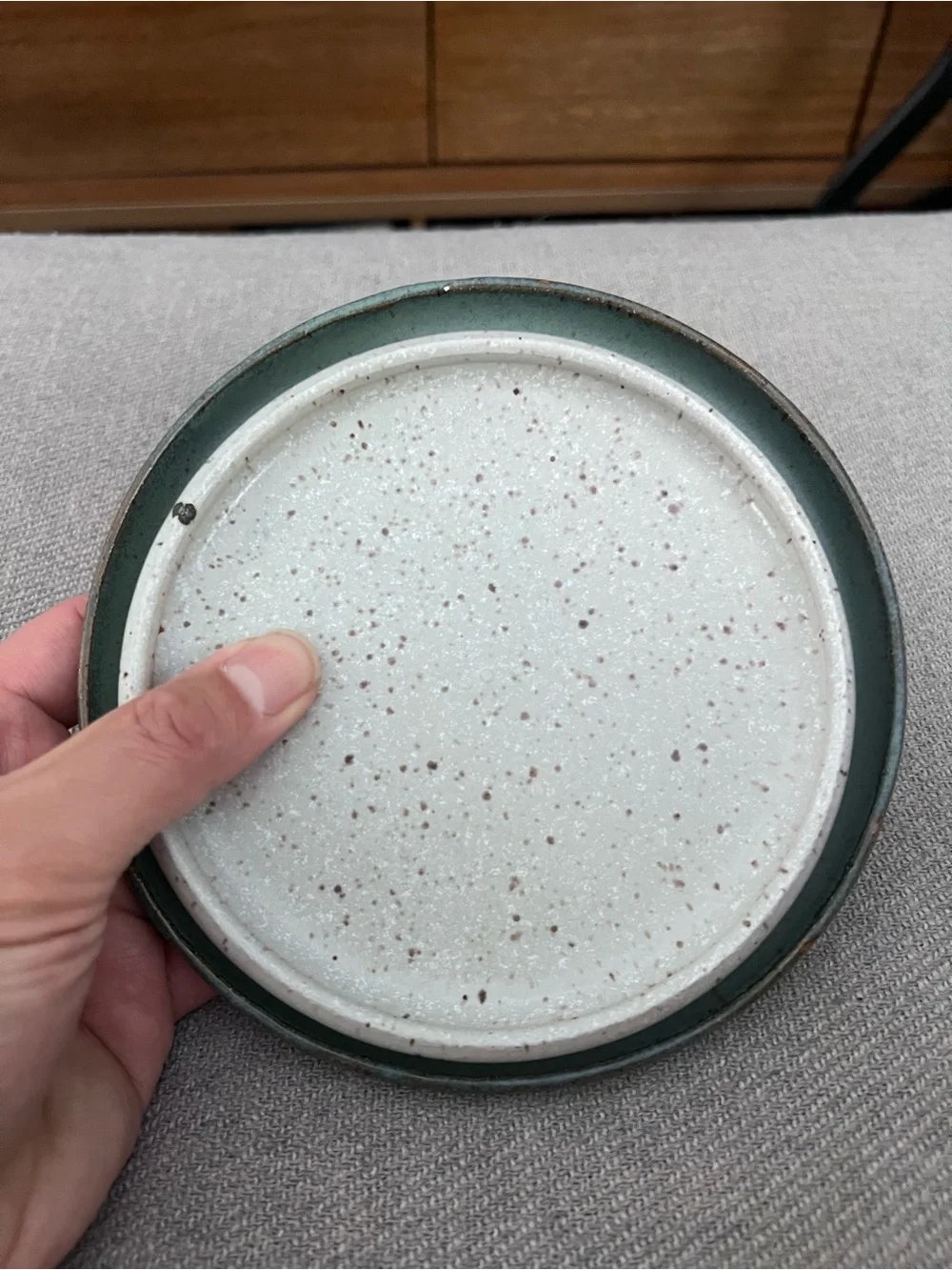 Handmade Ceramic Coasters - Speckled White & Sage Green